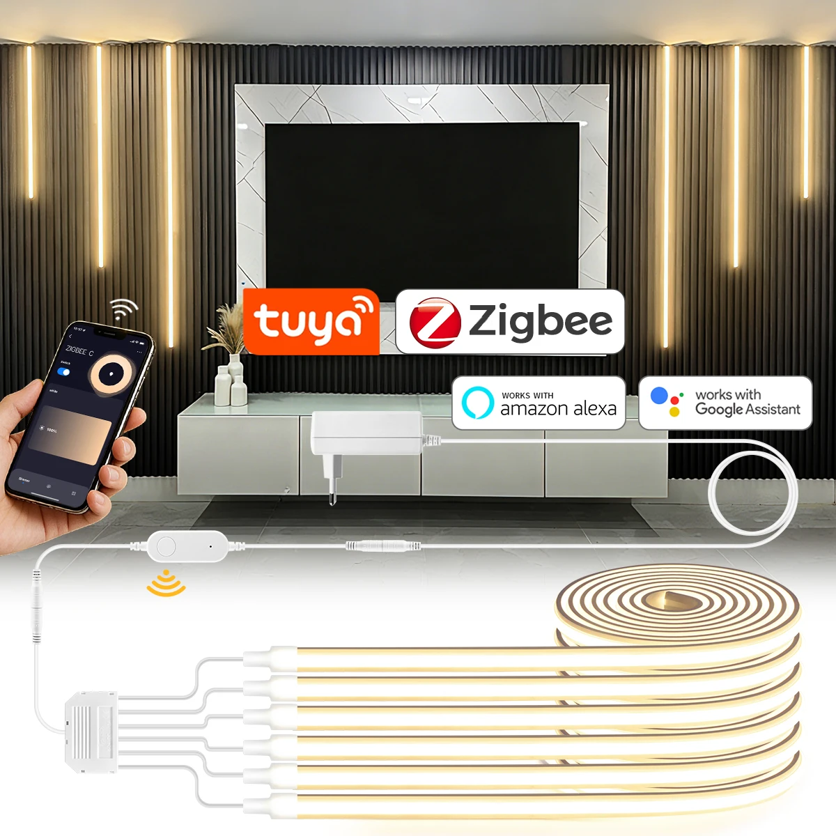 Foyer Lighting Wall Decor - Lampu LED Strip Zigbee COB 24V