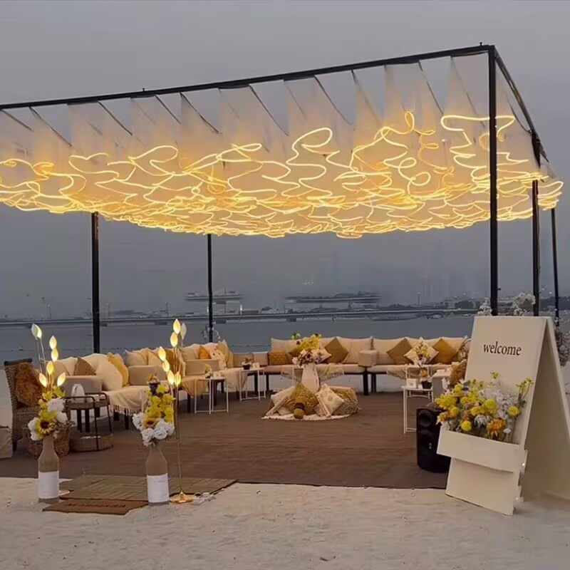 Outdoor Lighting Wedding Decor - Dekorasi Langit-langit Pernikahan Luar Ruangan Tirai