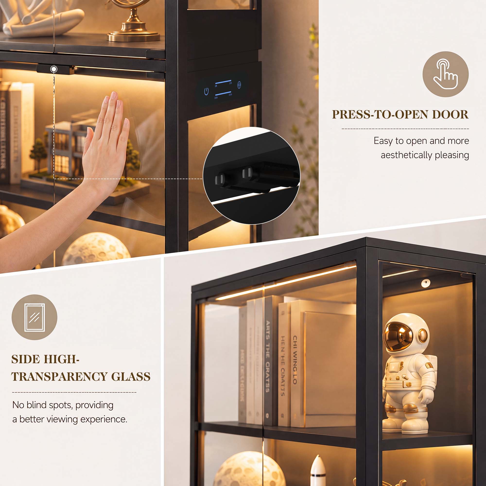TCGBKAF Lemari Pajangan 5 Ting - Led Lighting Decor ulasan dan harga