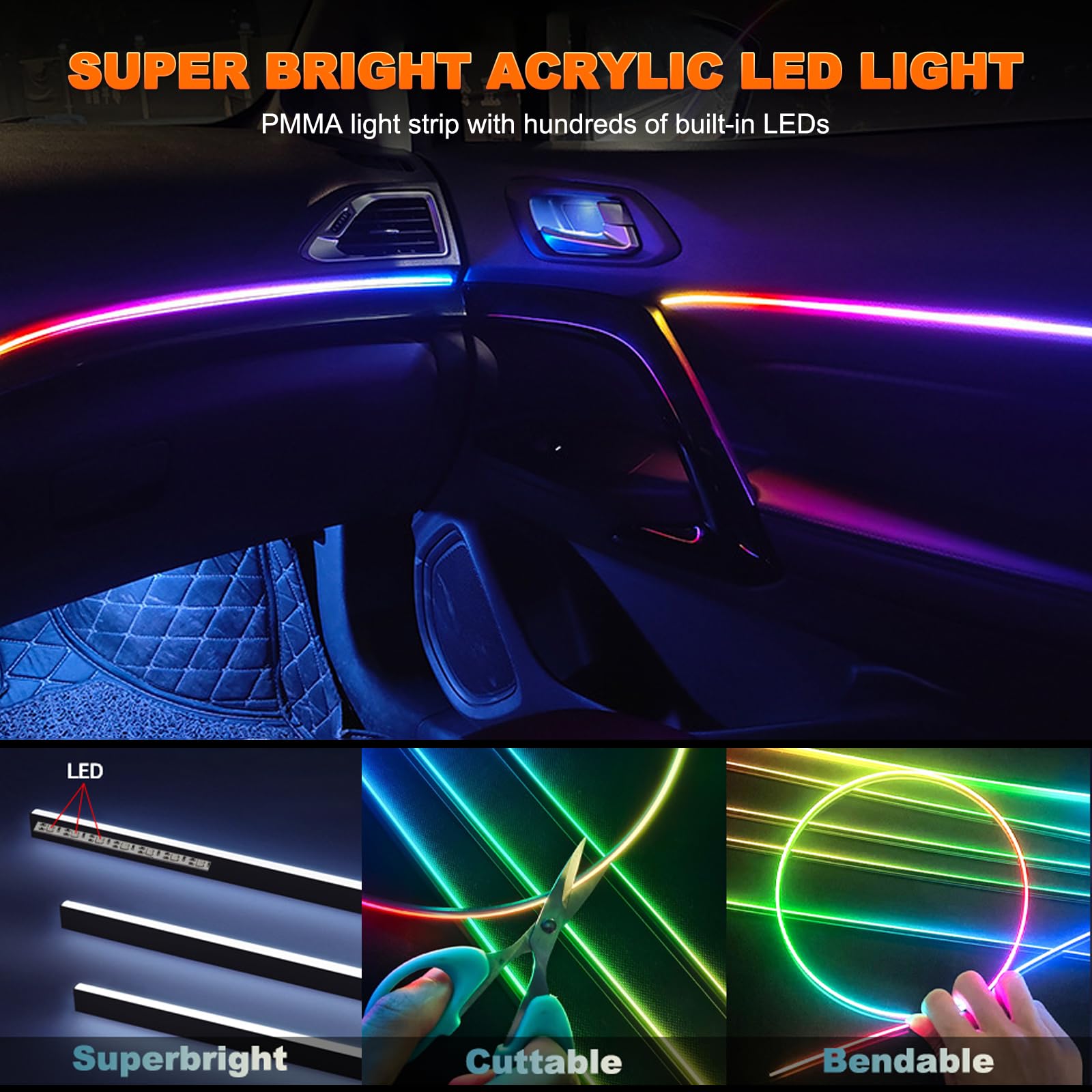Lampu Strip Interior LED akril - Lighting Bolt Decor ulasan dan harga