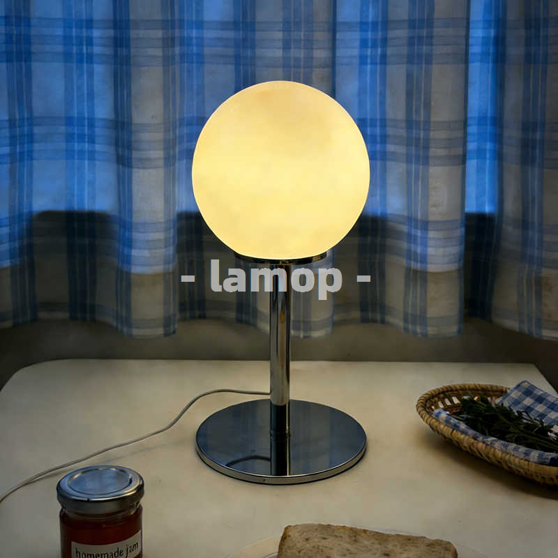 Lampu Meja Krom Bulat Putih Su - Led Lighting Decor ulasan dan harga