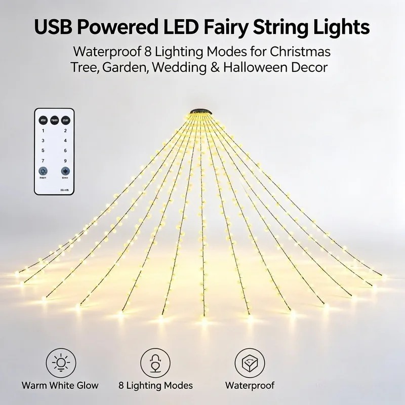 Lampu LED USB Tahan Air, 8 Mod - Wedding Lighting And Decor ulasan dan harga