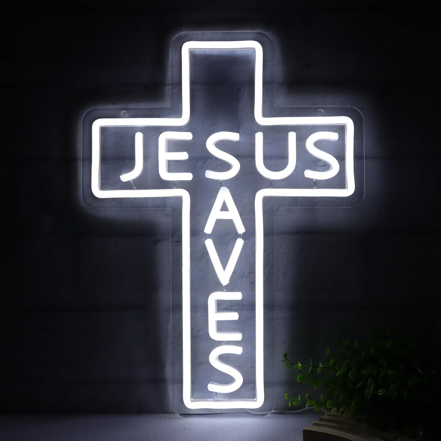 Lampu Neon Salib Yesus USB Dim - Led Lighting Wall Decor ulasan dan harga