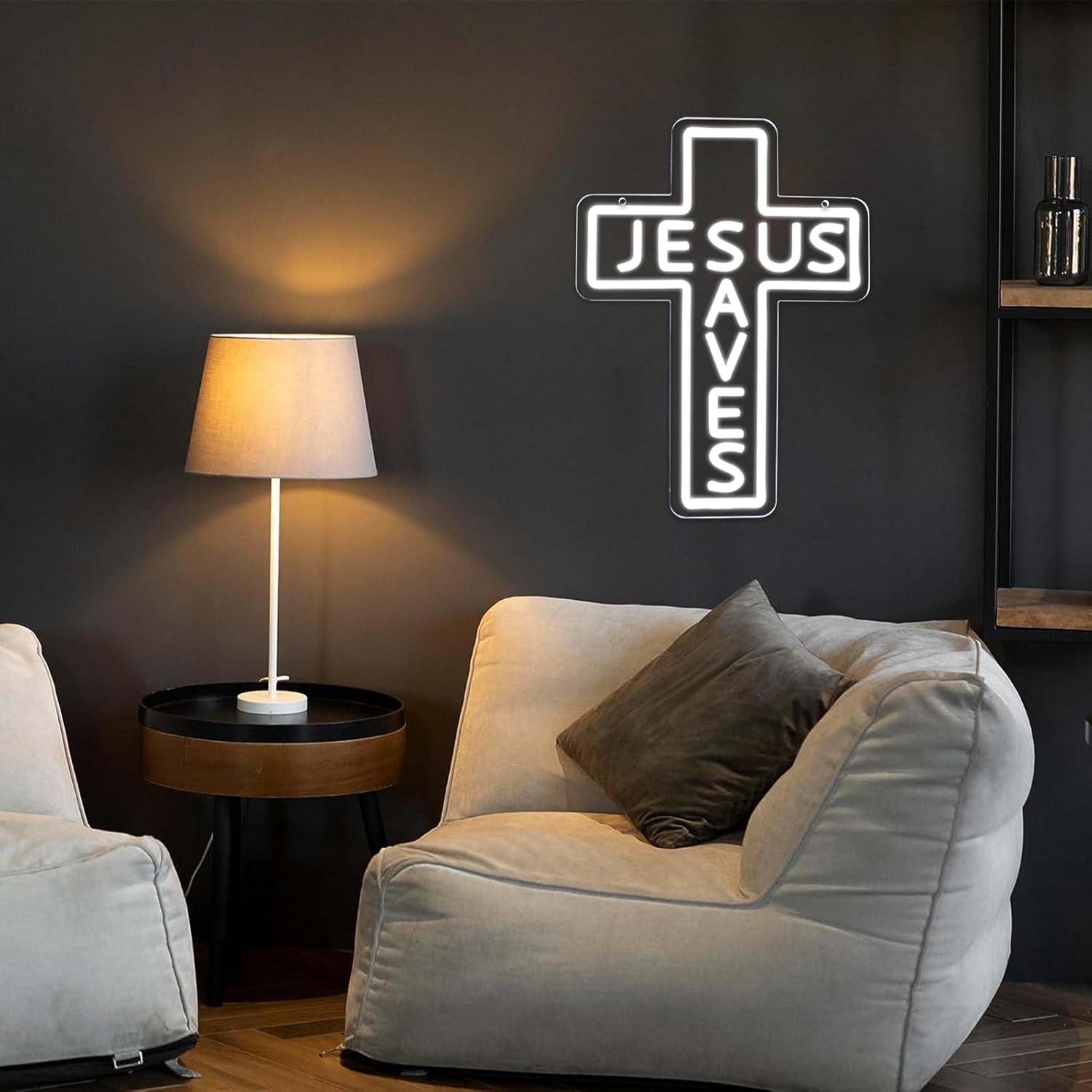 Lampu Neon Salib Yesus USB Dim - Led Lighting Wall Decor ulasan dan harga